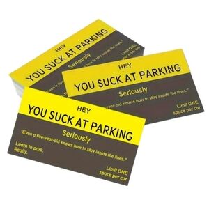 "You Suck At Parking" Novelty Business Cards